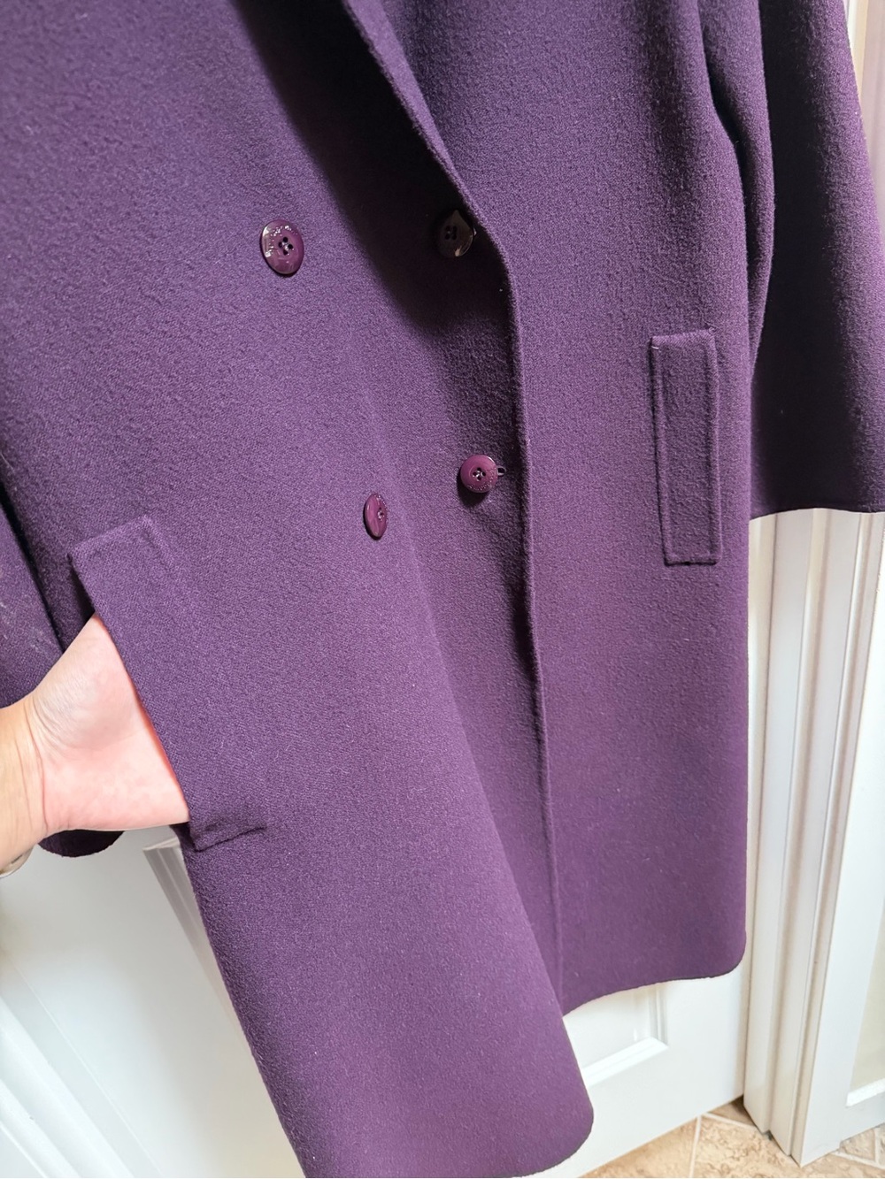 Vintage Salvatore Ferragamo Purple Wool Double Breasted Coat Made In Italy Sz 10 - Picture 5 of 13